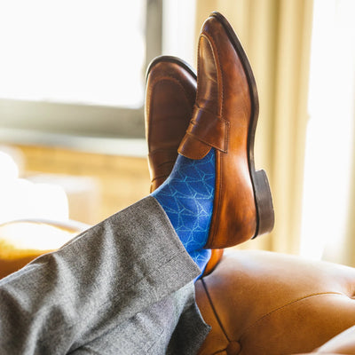The Royal Blue Lattice - A Royal Blue Sock with a Tonal Lattice Motif