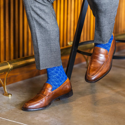 The Royal Blue Lattice - A Royal Blue Sock with a Tonal Lattice Motif