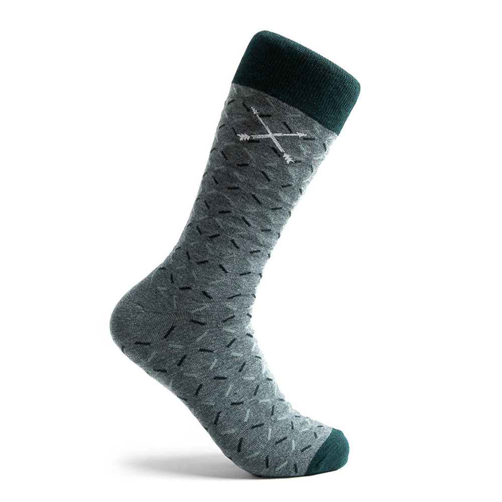 The Ryans - A Green and Grey X Patterned Sock