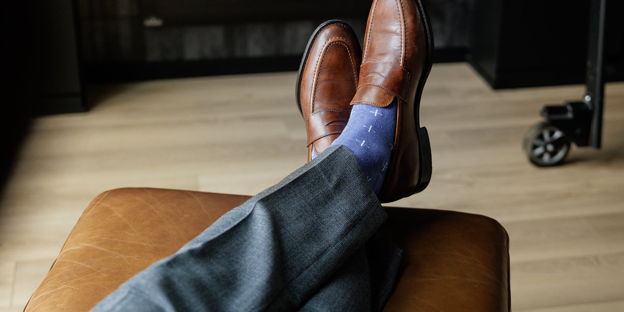 The Andrews - A Heathered Blue Sock with White T-Suns