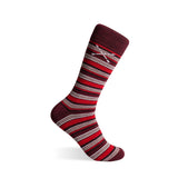 Red, maroon, and cream striped men's dress socks