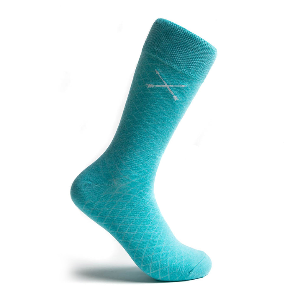 Turquoise Diamonds - A Turquoise Sock with a Contrasting Diamond Pattern