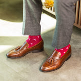 The Belhearts - A Raspberry Red Sock with a Geometric Heart Pattern