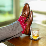 The Belhearts - A Raspberry Red Sock with a Geometric Heart Pattern