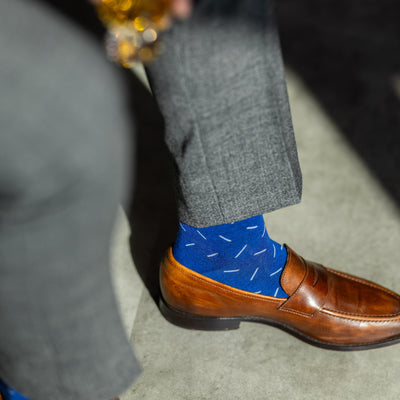 The Hollins - Royal Blue Sock with White Dashes