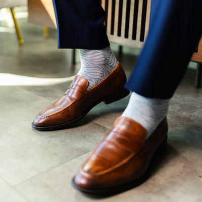 The Stonehavens - A Tonal Grey Sock with a Layered Wave Pattern