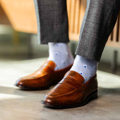 The Dogwoods - A Lavender Sock with Blue and White Arrows
