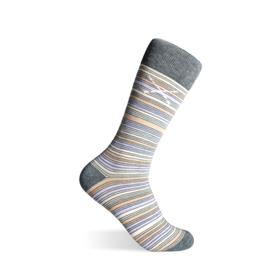 The Hawthornes - A Grey, Lavender and Peach Striped Sock
