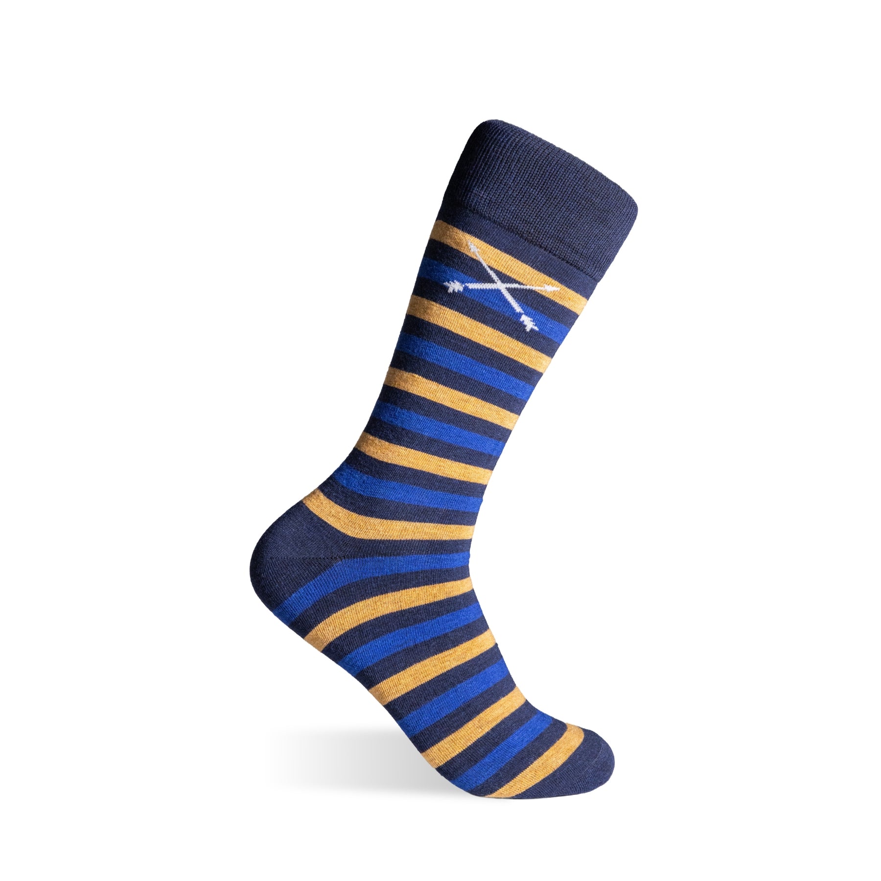 The Langfords - A Navy, Royal, and Honey Striped Sock Mid-Calf The Langfords - A Navy, Royal, and Honey Striped Sock Mid-Calf