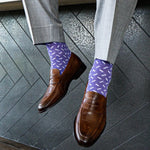 Violet men's dress sock with a contrasting sprinkle pattern