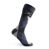 Blue Winter Argyle - A Blue, Grey, and White Argyle Sock