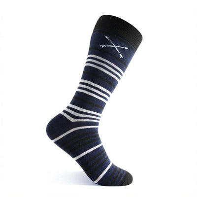 The Blue Herons - A Deep Blue Sock with White and Black Stripes