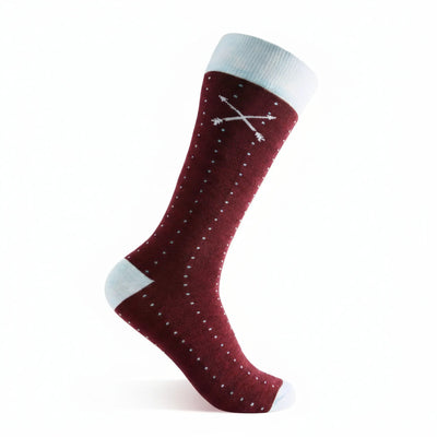 The Regencys - A Deep Red Sock with Light Blue Pin Dots