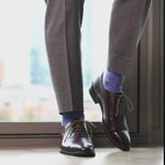 Heathered Blue Men's Dress Sock with a sky blue flower pattern