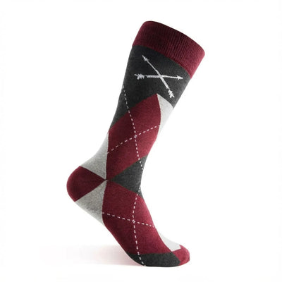 The Highlands - Navy, Cranberry, and Grey Argyle Sock