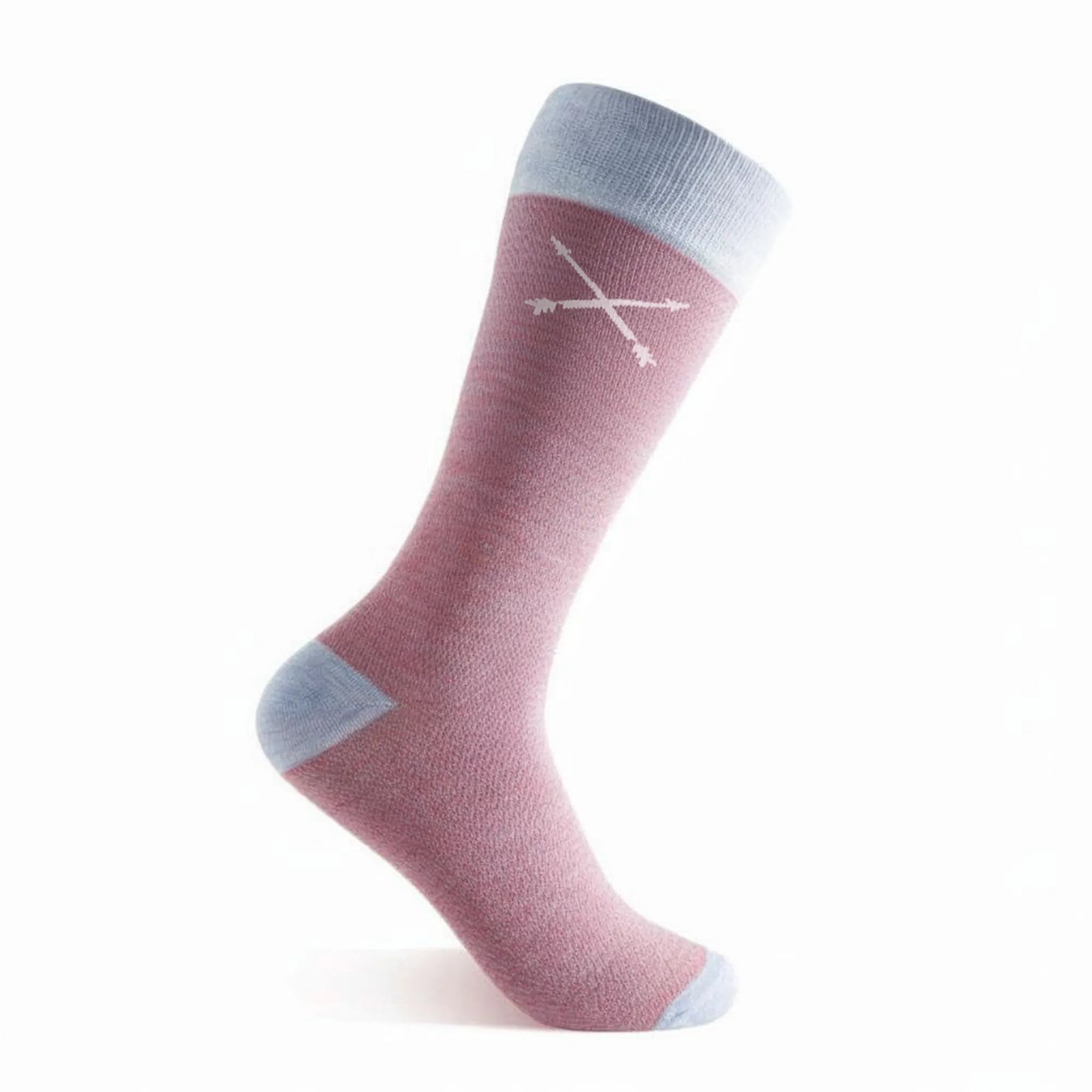 The Harbor Islands | Salmon & Blue Woven Micro-Chevron Dress Sock Over-The-Calf The Harbor Islands | Salmon & Blue Woven Micro-Chevron Dress Sock Over-The-Calf