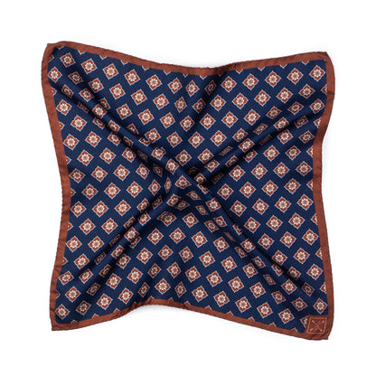Brown and Blue Floral Pocket Square
