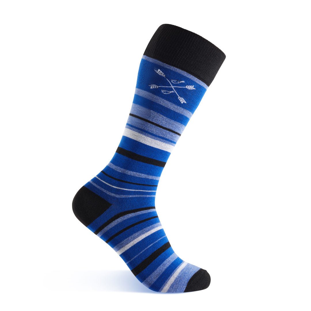 Blue, black, white striped men's dress socks