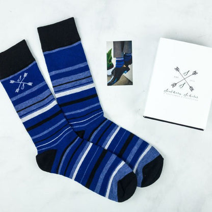 Blue and Black Striped Socks
