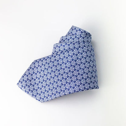 Blue and Silver Italian Silk Tie with Abstract Arrow Pattern