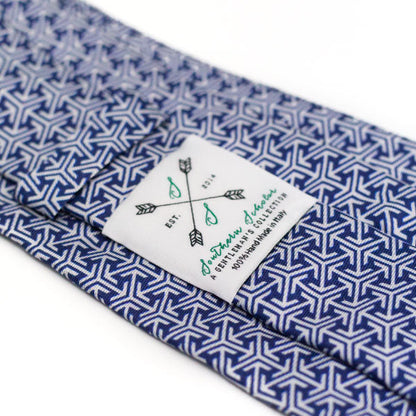 Navy blue and white micro-print silk tie
