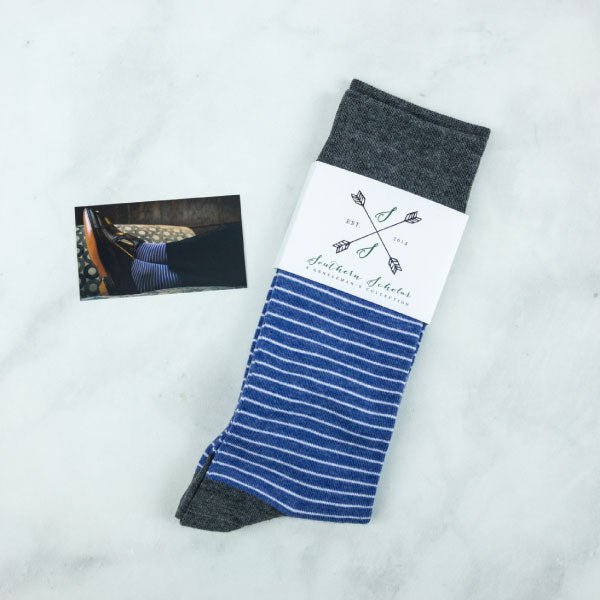 Blue Striped Mens Socks