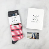 A pair of coral striped socks