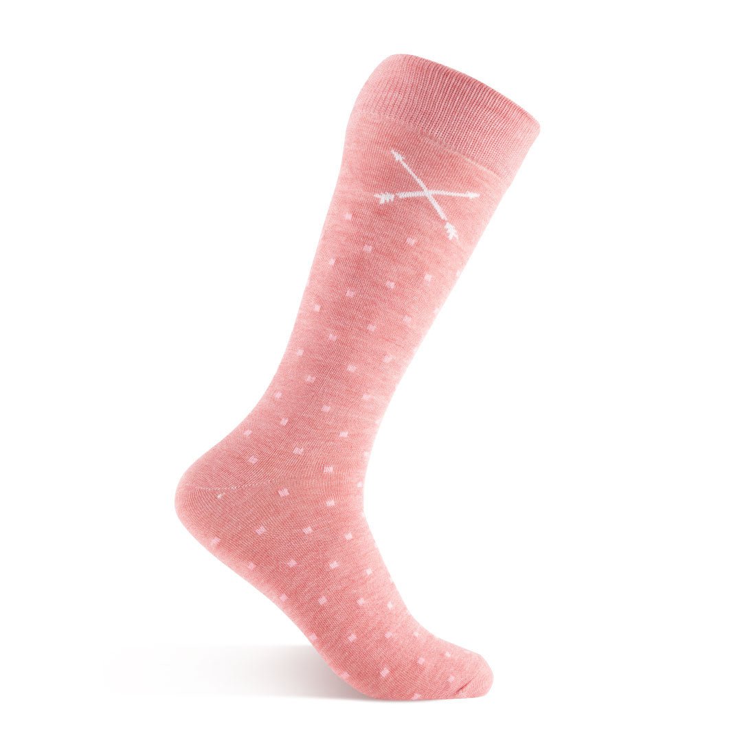 A Heathered coral, ruby, and pink Micro-Square Men's Dress Sock