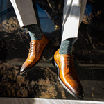 GREEN AND GREY X PATTERNED MENS SOCKS