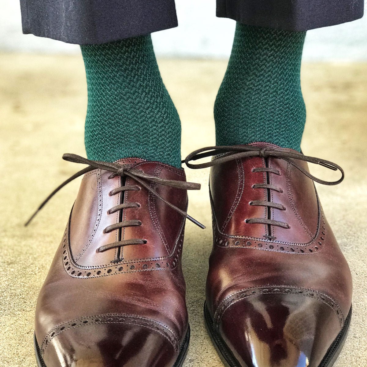 Green Textured Dress Socks