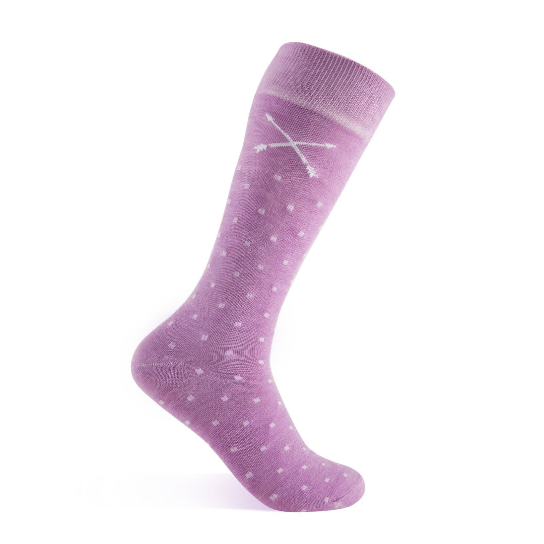 Lilac men's dress sock with light purple micro-squares