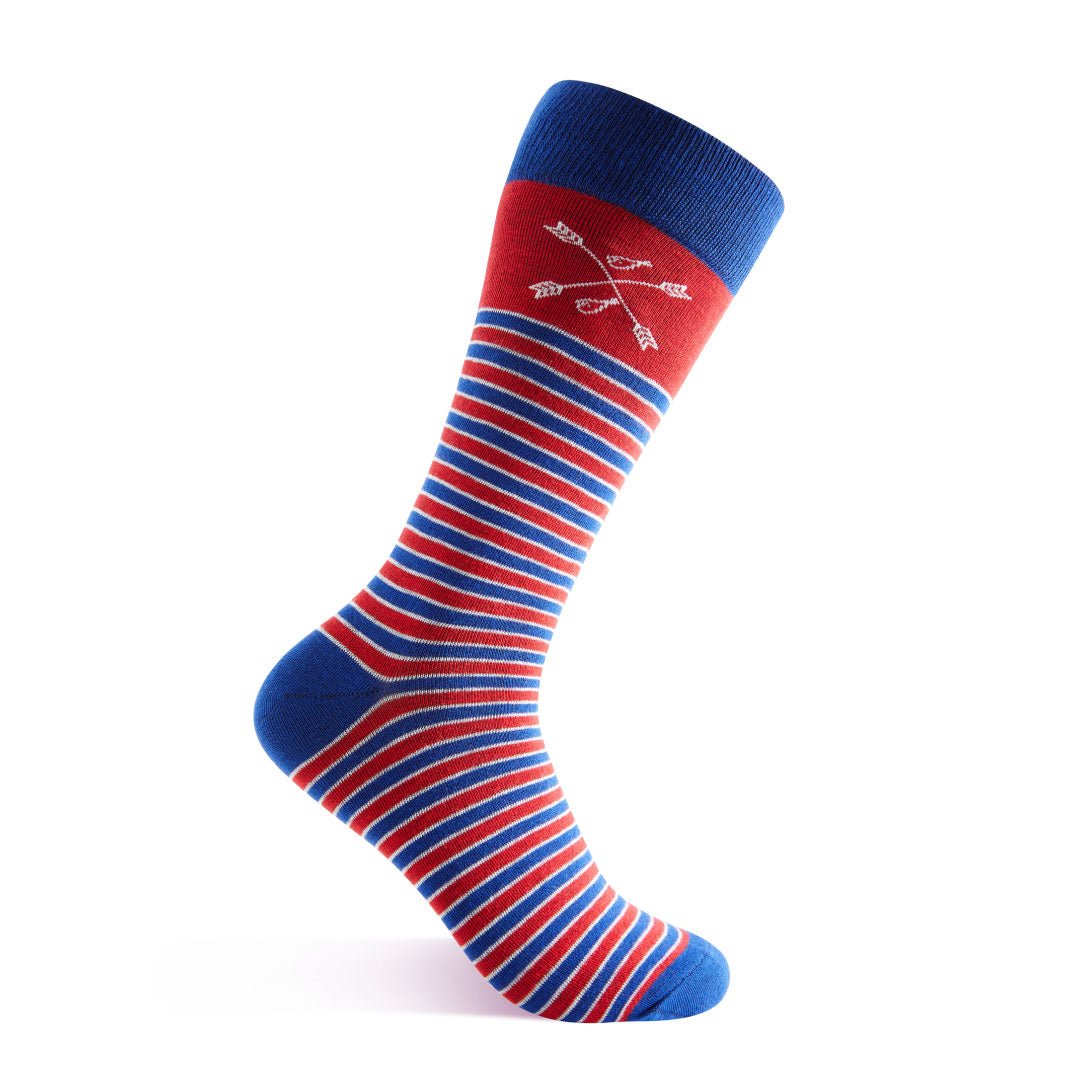 red, white, and blue striped men's dress sock