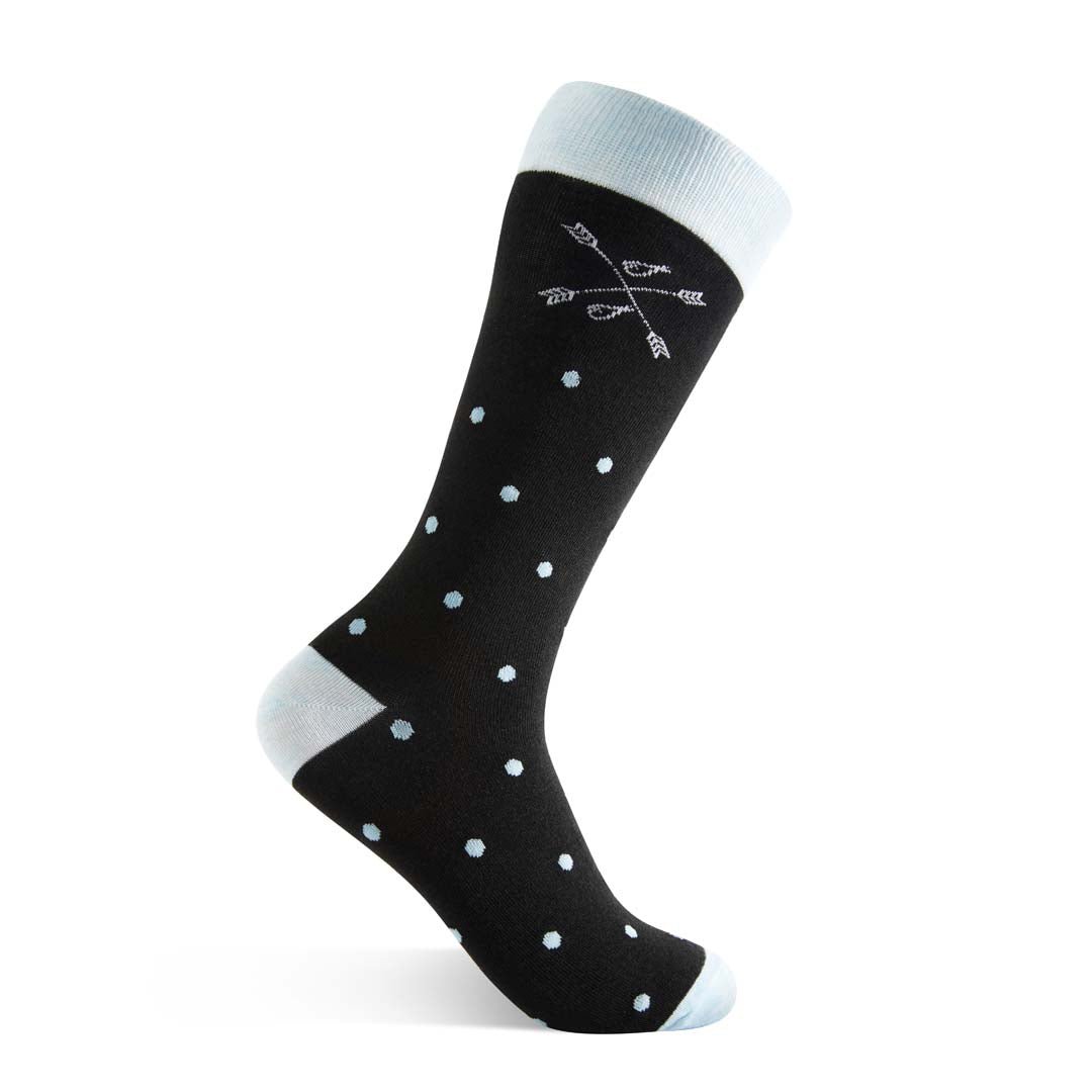 Black and Powder Blue Polka Dot Socks