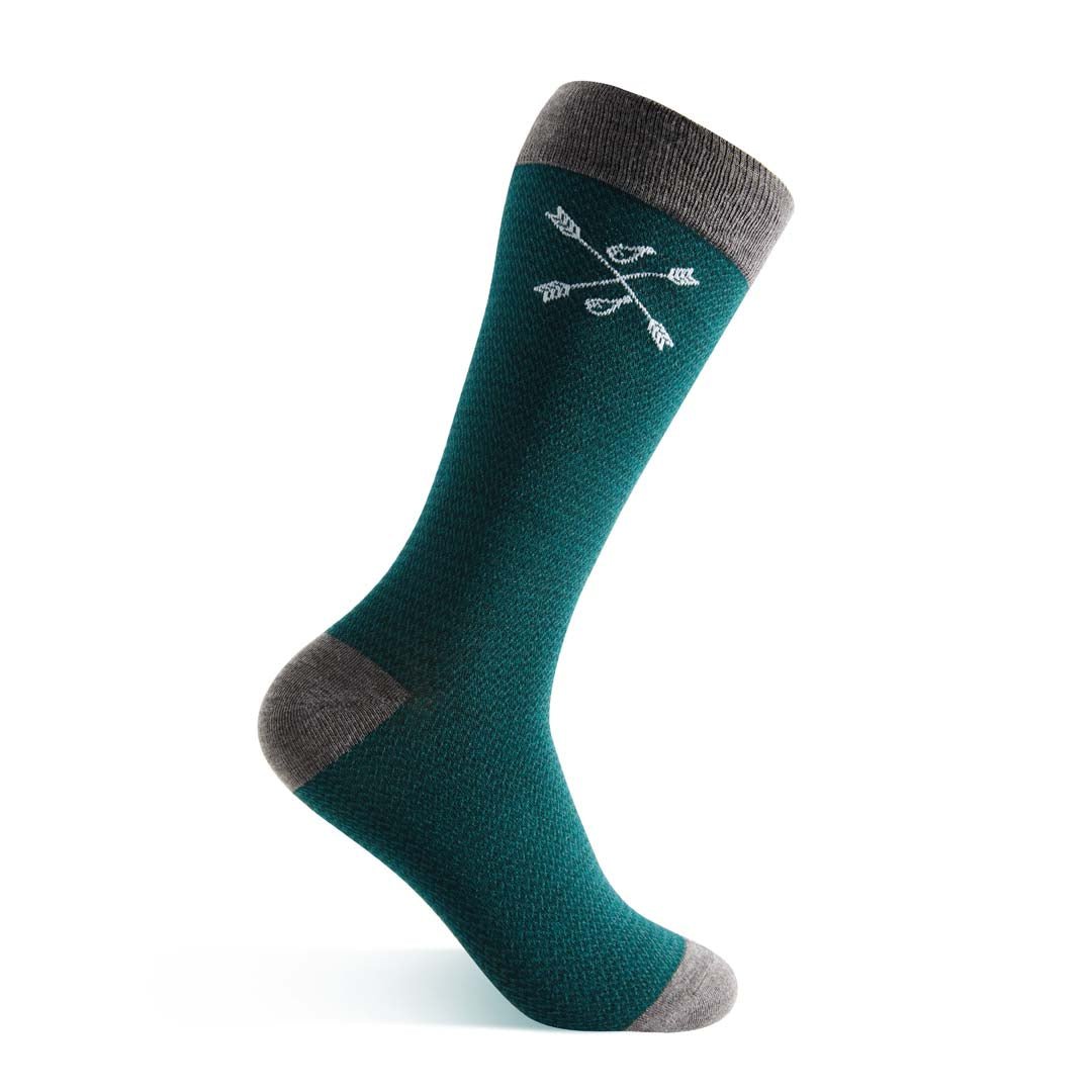 green woven textured dress socks