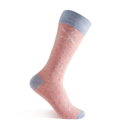 Salmon socks with micro blue square socks