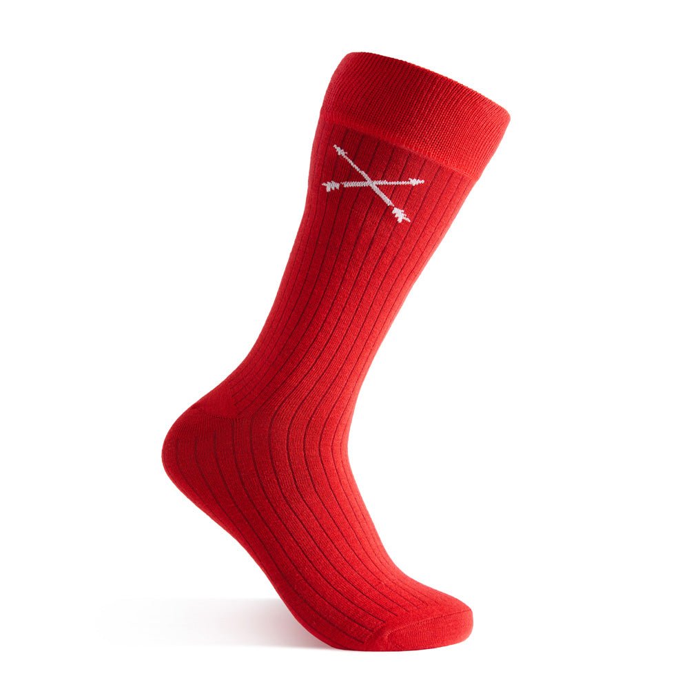 Rose red ribbed men's dress sock.