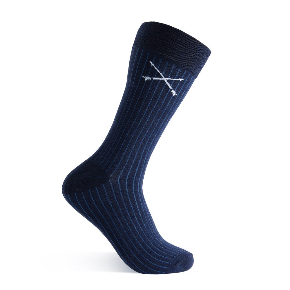 Midnight blue, solid, ribbed men's dress sock.