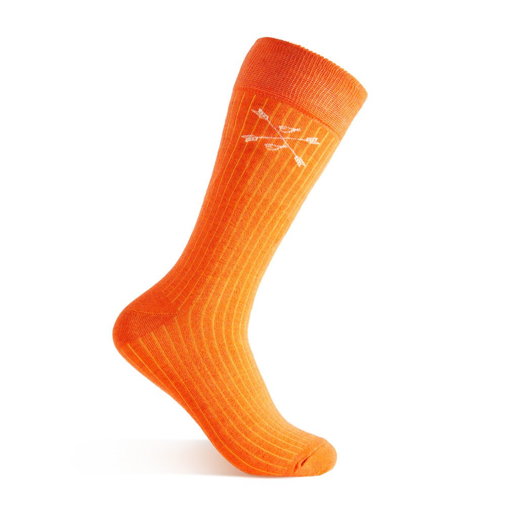 Orange, solid, tangerine ribbed men's dress sock.
