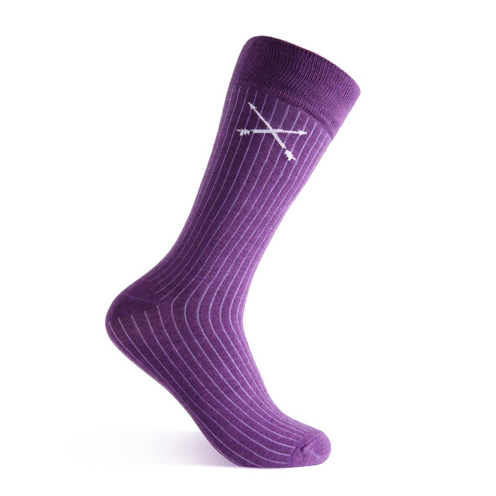 Plum, solid, violet ribbed men's dress sock.