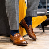 solid navy blue men's dress socks