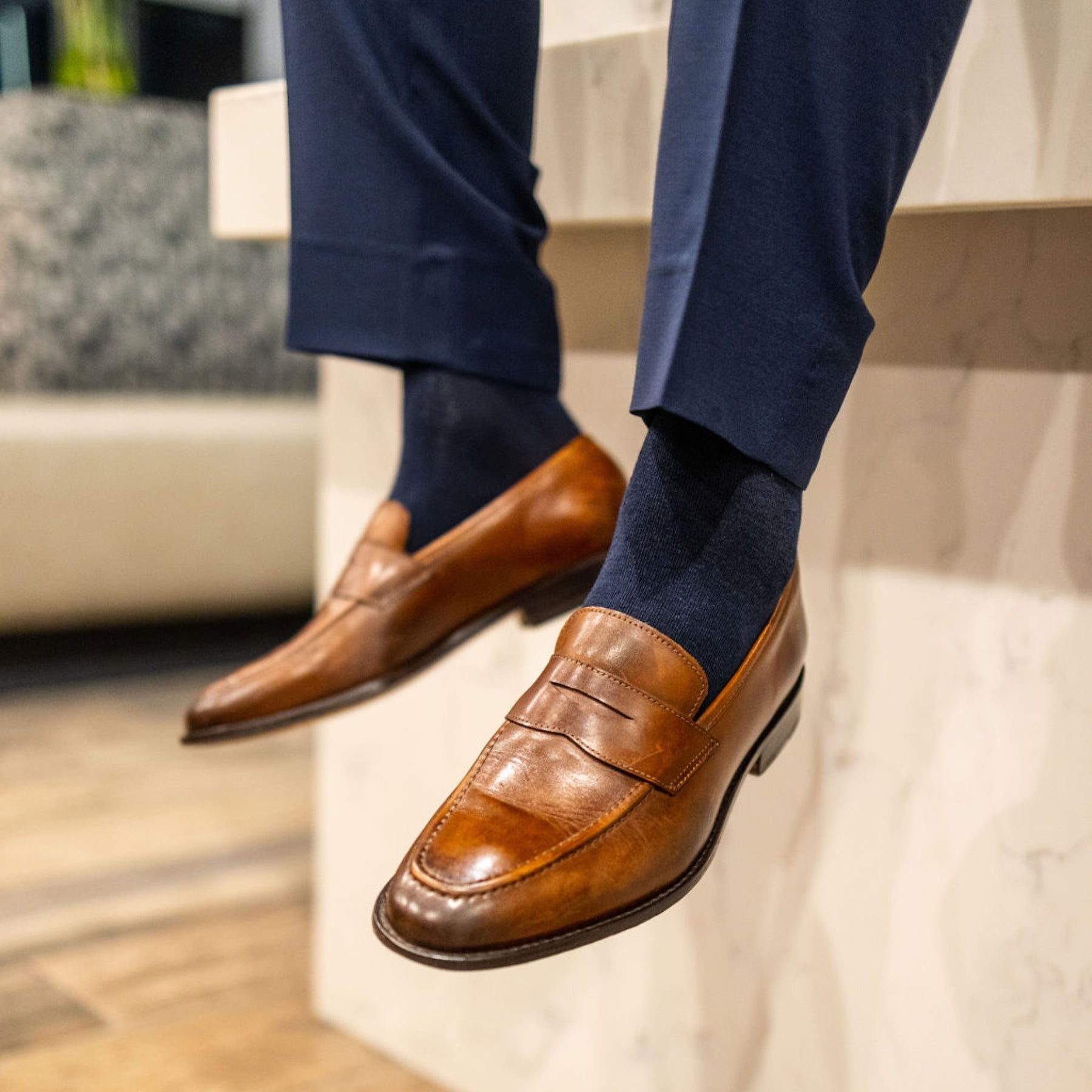 navy blue men's dress socks