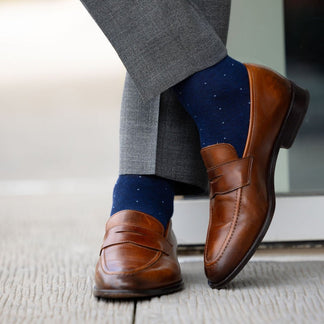 The Oxford Blues | Navy and Baby Blue Pin Dot Dress Sock | NMP ...