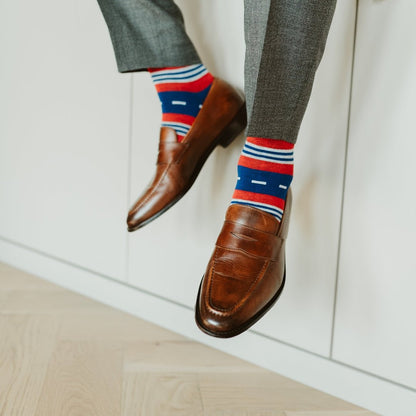 The Kennedys - A Royal Blue, Red, and White Striped Sock