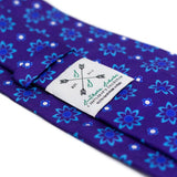 Handmade Silk Tie with Blue and Purple Floral Pattern