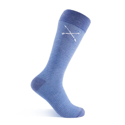 Heathered blue and sky blue micro-chevron men's dress sock