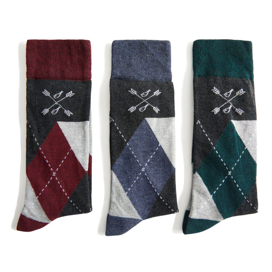 3 pack of holiday colored argyle socks
