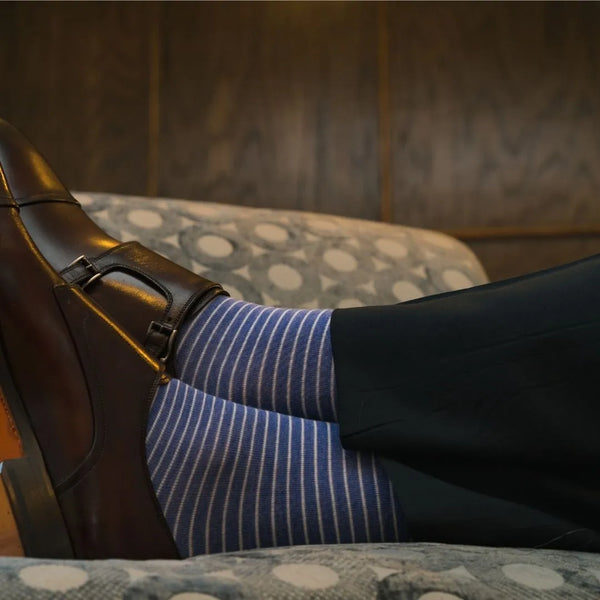 The Hamptons, a blue and white striped sock